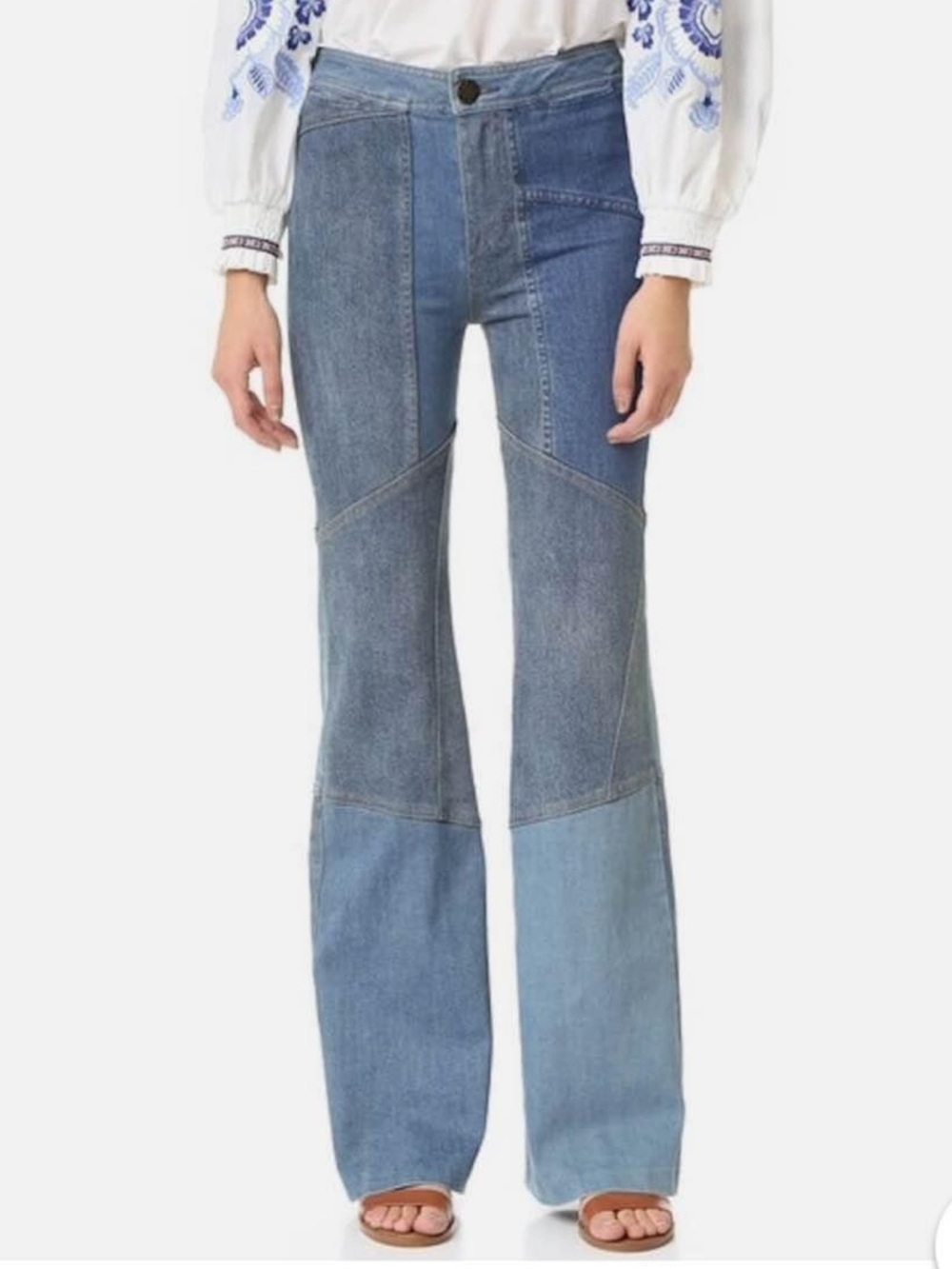 Free People jeans  Patchwork Flared Jeans Womens jeans 30